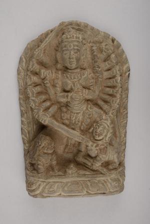 136748, stone relief, Durgā or Bhagavatī