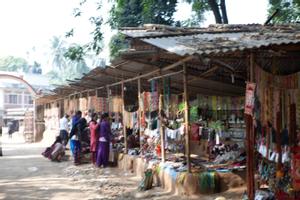 Market stalls at Buddha Subbha temple in Dharan