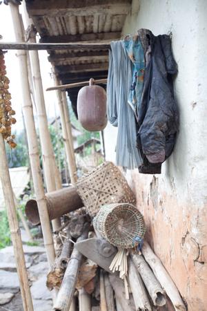 Fish traps and baskets outside a house