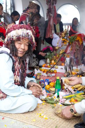 The official ritual specialist or shaman of the Kirat Rai Yayokkha during sakela puja