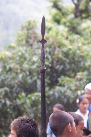 Ritual speer during sakela or bhume puja