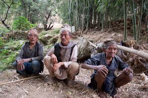 Three elders of Chichinga village: Dirga Bahadur Rai, Bagaser Rai, and Pasuram Rai