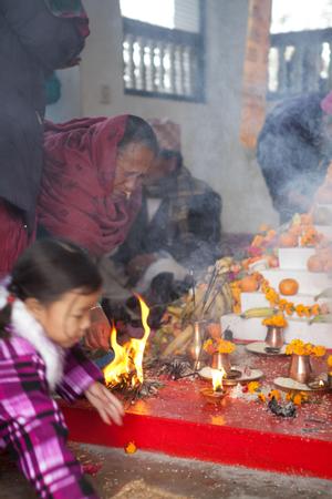 Offerings at the Limbu place of worship inside the Hattiban temple