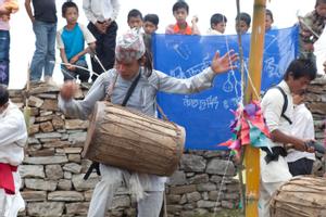 Drummer during sakela dance at the Tuwachung-Jayajum festival